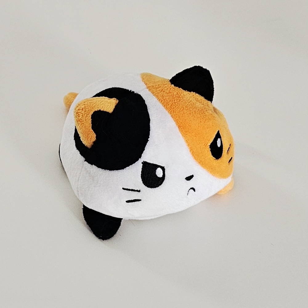 Cute Reversible Angry/Happy Calico Cat Plush